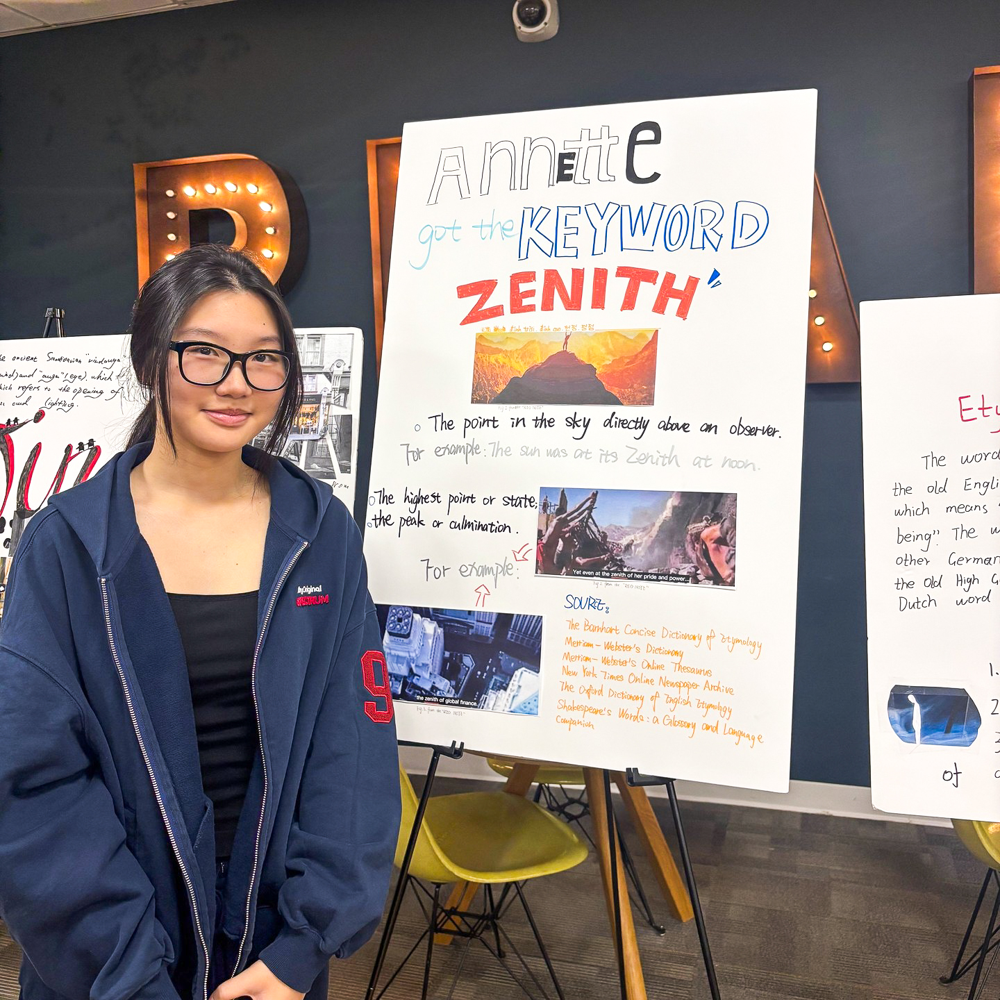 An EF Academy Preparation Program students presenting her original research project