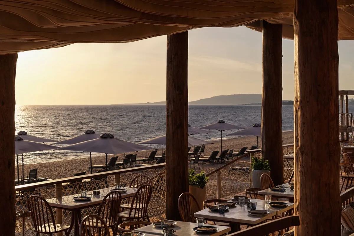 Strand restaurant Barbouni The Romanos Costa Naverino