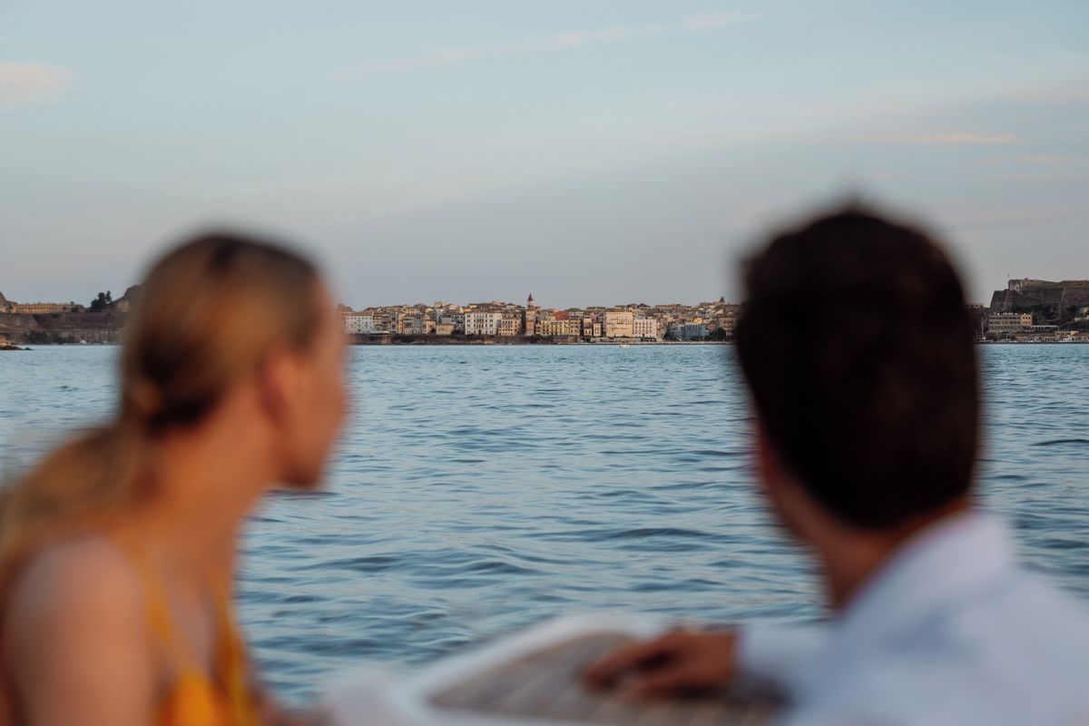 Ikos Dassia Couple viewing the Old Town of Corfu