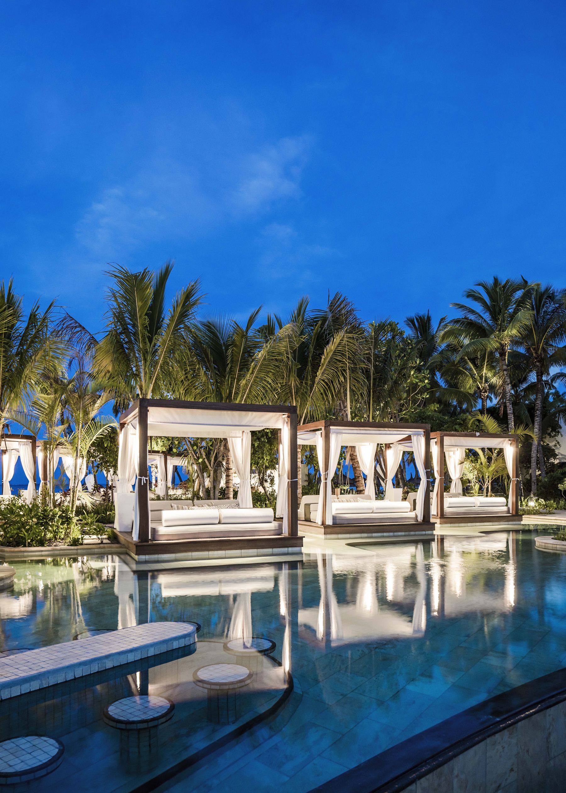 One&Only Le Saint Géran Swimming Pool by Night