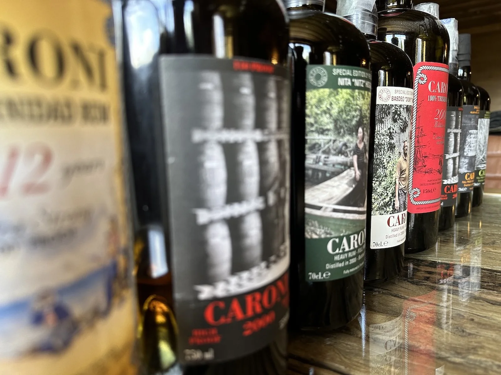 Lineup of some Velier Caroni rums