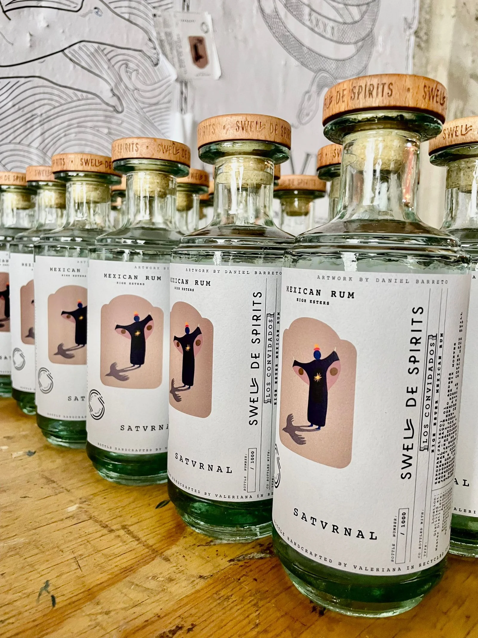 The freshly filled bottles are labeled The freshly filled bottles are labeled