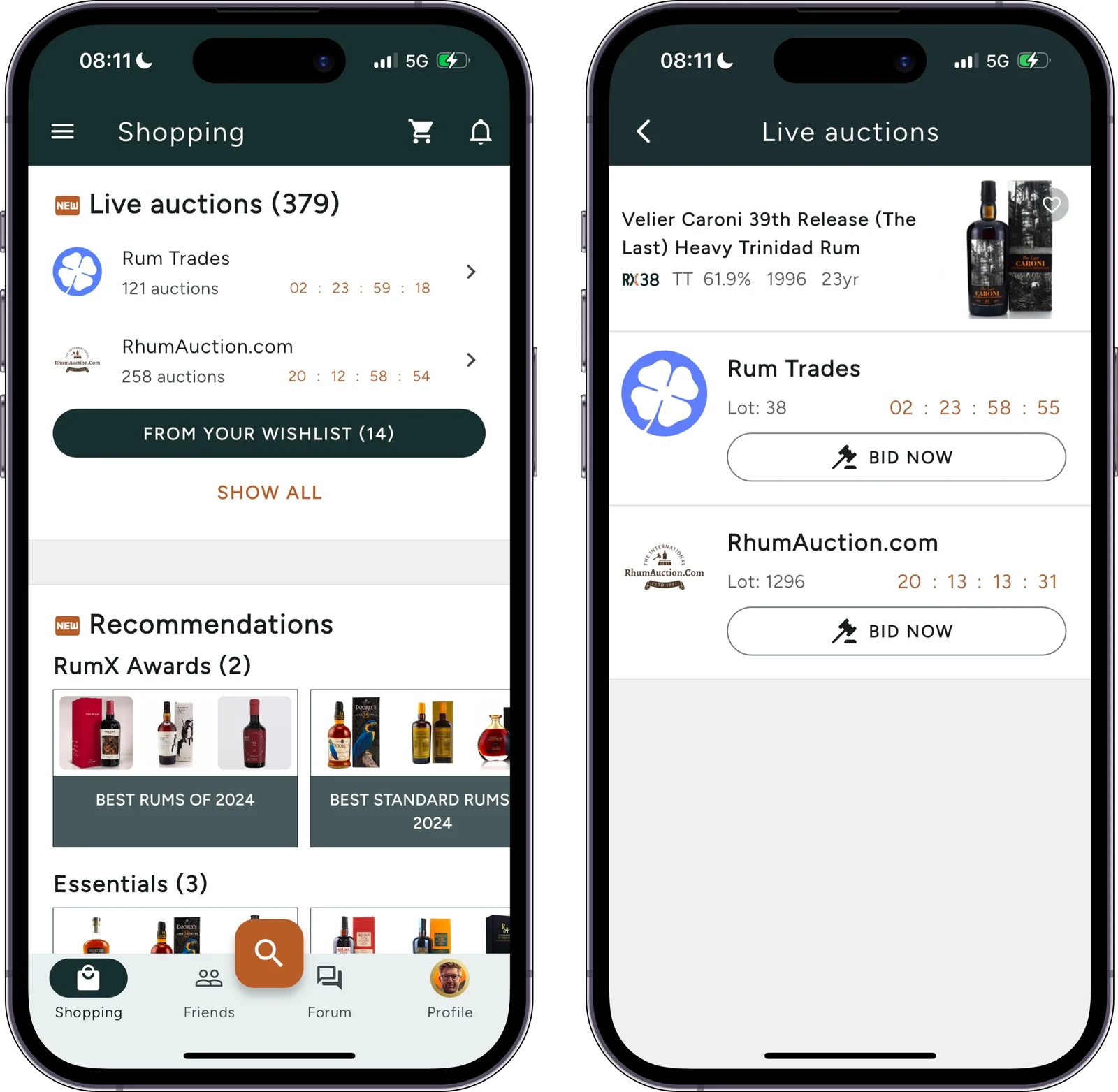 Screenshot der neuen Live-Auktionsintegration