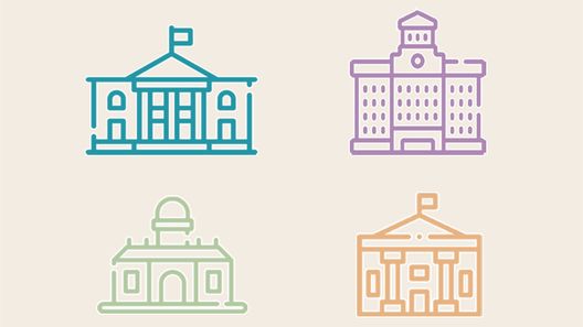image avec des pictogrammes représentant des bâtiments administratifs