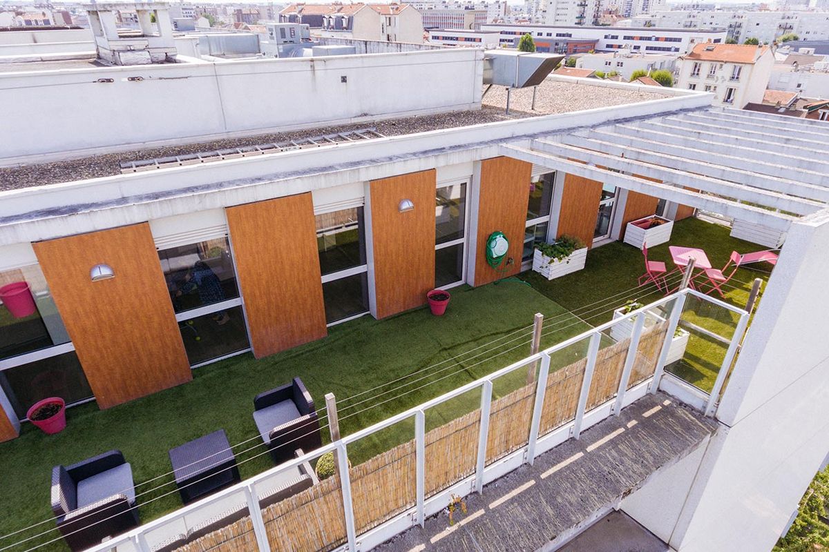 Toit en vue panoramique de la résidence Médicis à Asnières