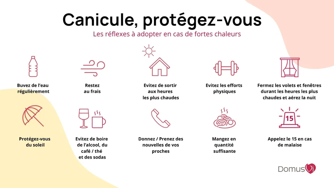 Schéma des réflexes à adopter en cas de fortes canicules