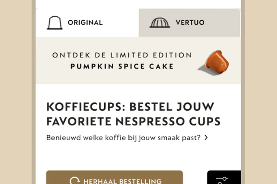 nespresso productcategorie mobile
