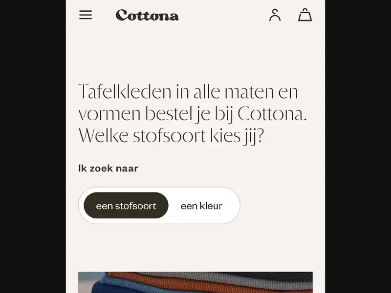 Keuzemenu Cottona webshop
