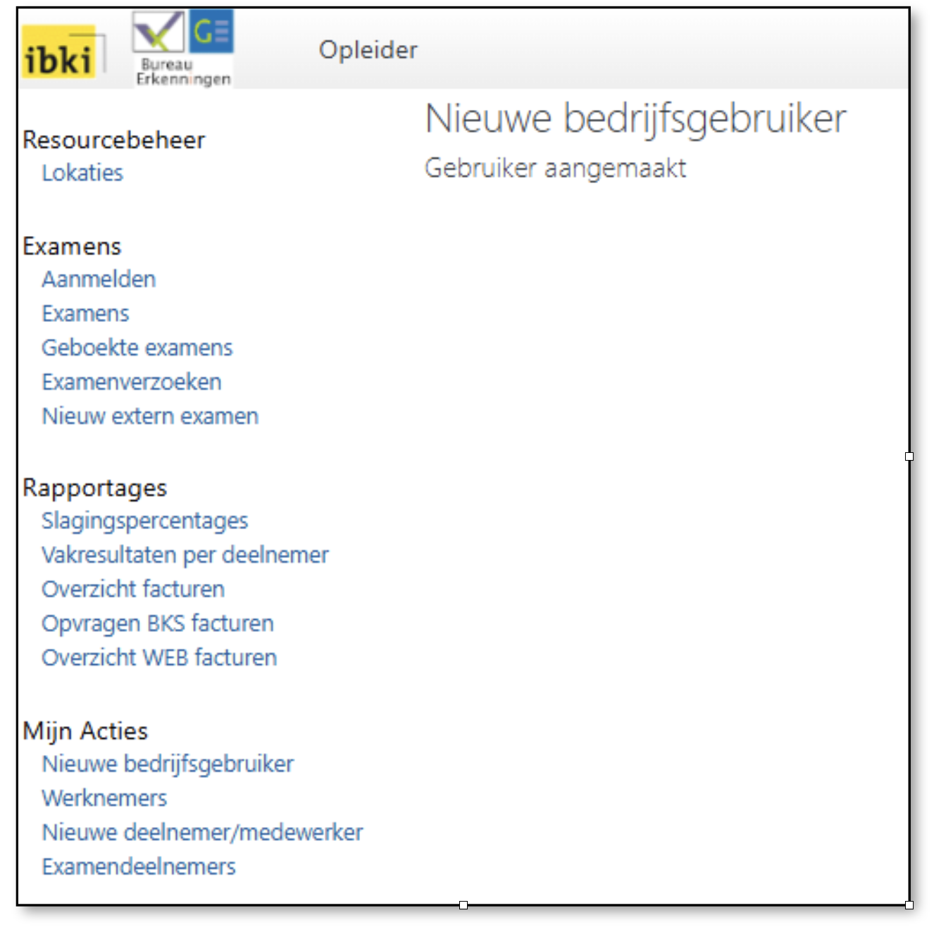 Mijn IBKI screenshot bedrijfsgebruikers stappenplan screenshot 03 Screenshot van 1 MijnIBKI pagina met een bevestiging