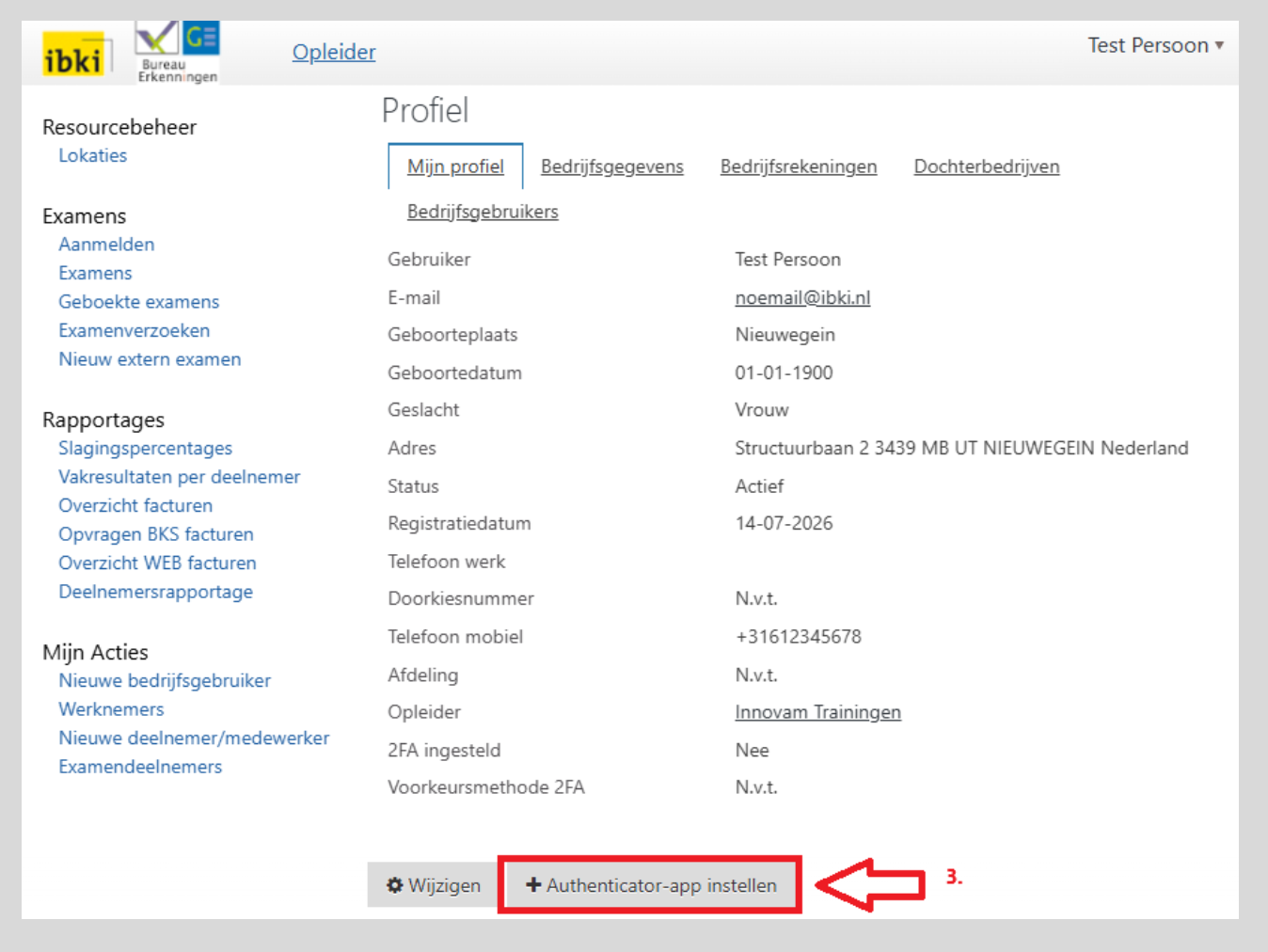 Screenshot 02 voor Mijn IBKI opleiders stappenplan om 2FA in te stellen