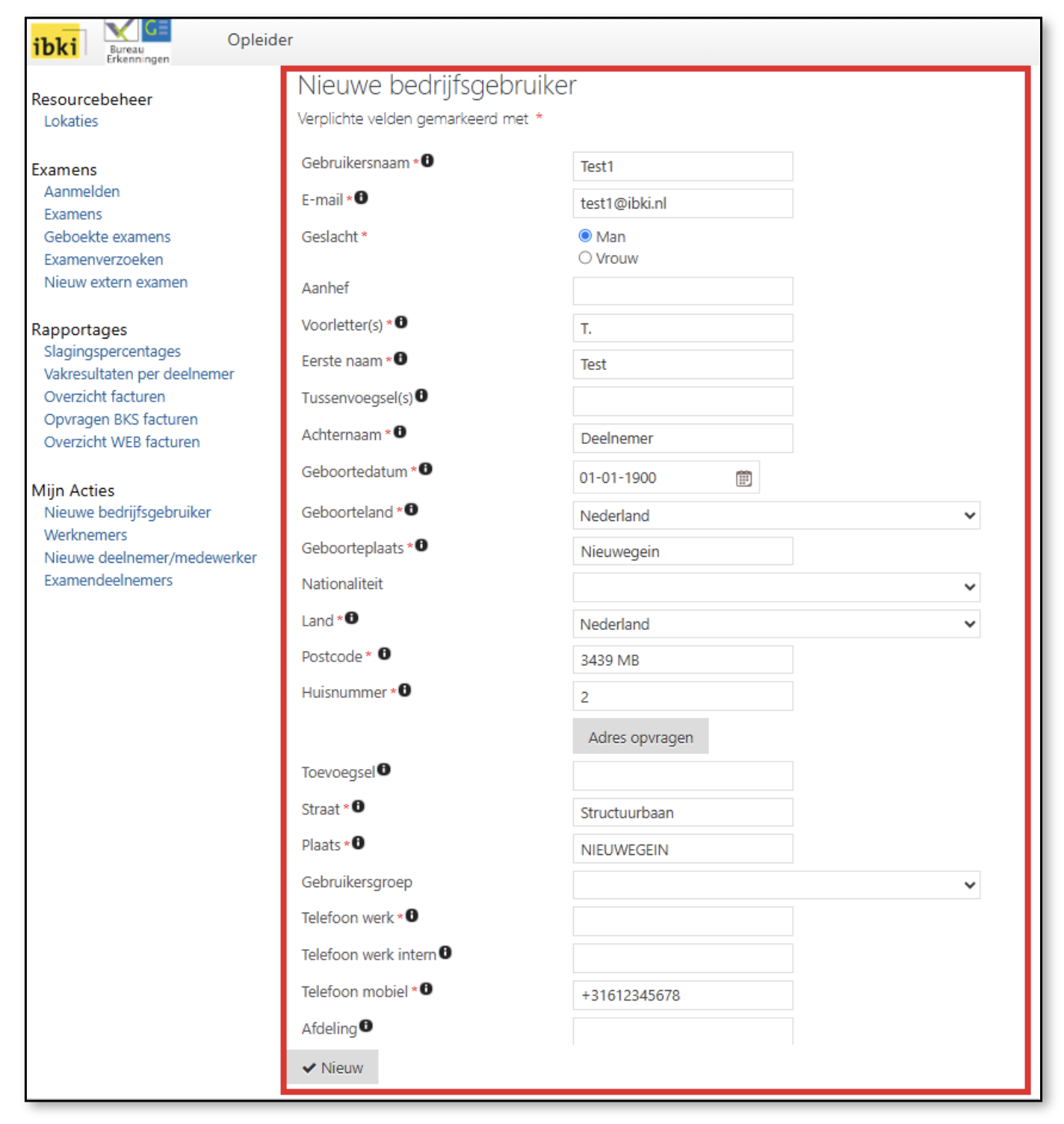 Mijn IBKI screenshot bedrijfsgebruikers stappenplan screenshot 02 Screenshot van een MijnIBKI pagina met verschillende formuliervelden