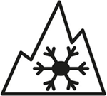 3-peak-mountainsymbool-sneeuwvloksymbool Je ziet een symbool met een sneeuwvlok voor winterse omstandigheden.