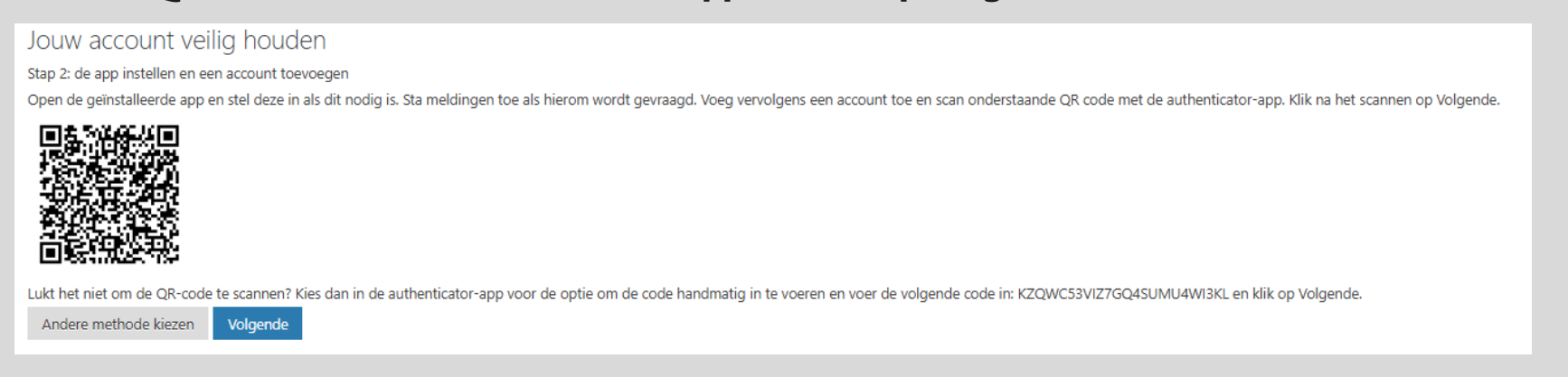 Screenshot 07 voor Mijn IBKI opleiders stappenplan om 2FA in te stellen