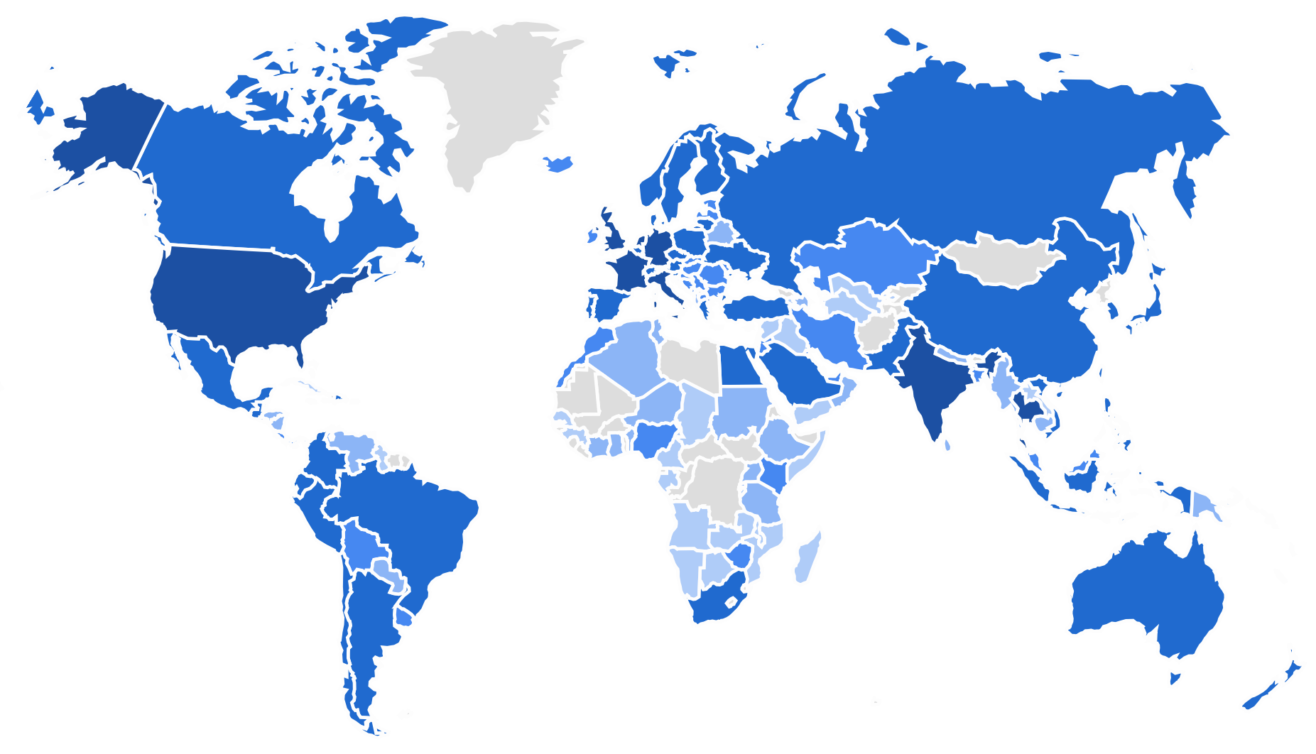 Map of countries using Zensimu games