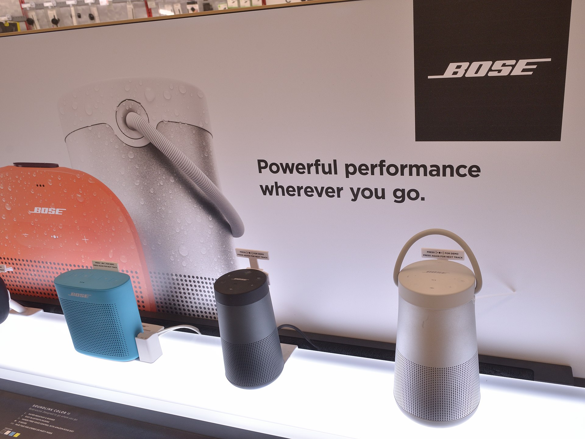 Bose products on shelves