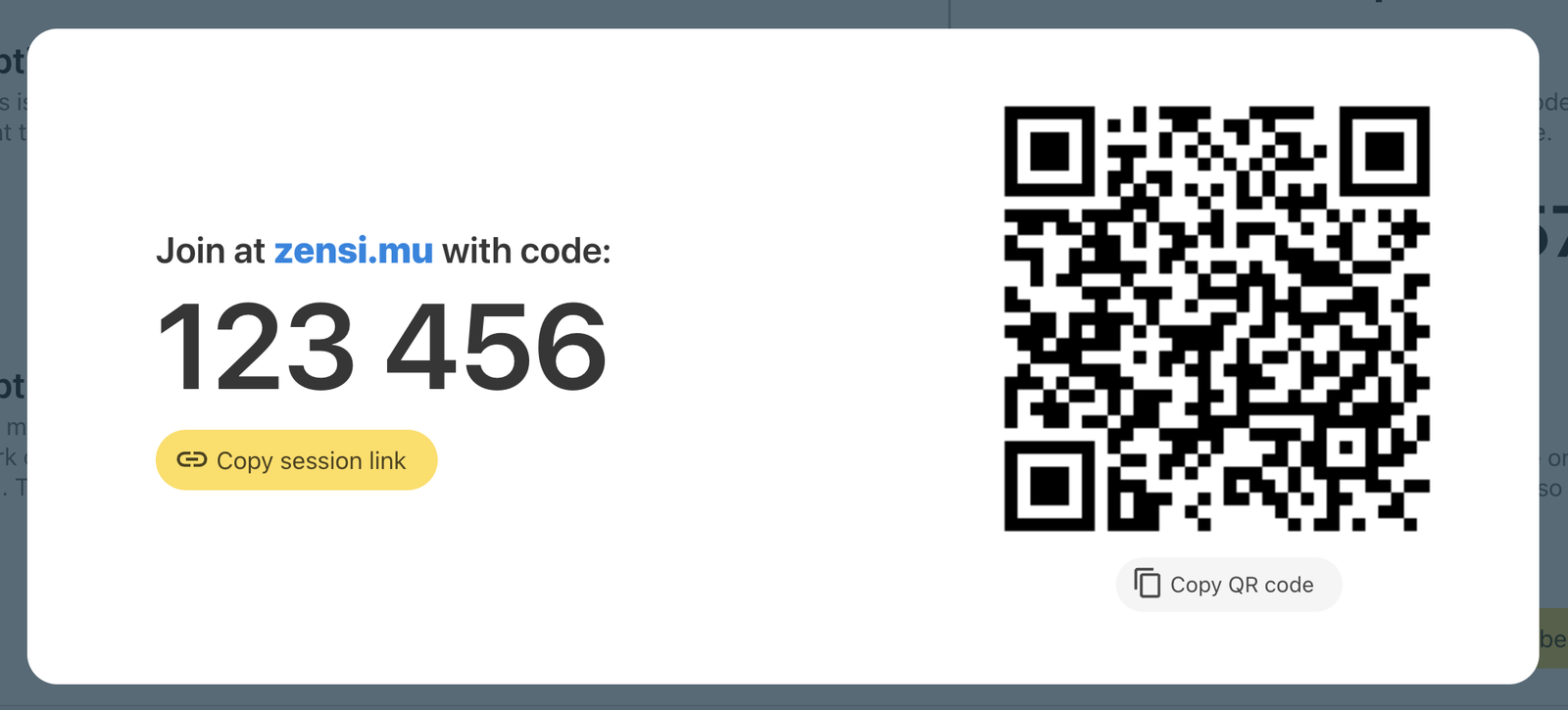 Session Code and QR
