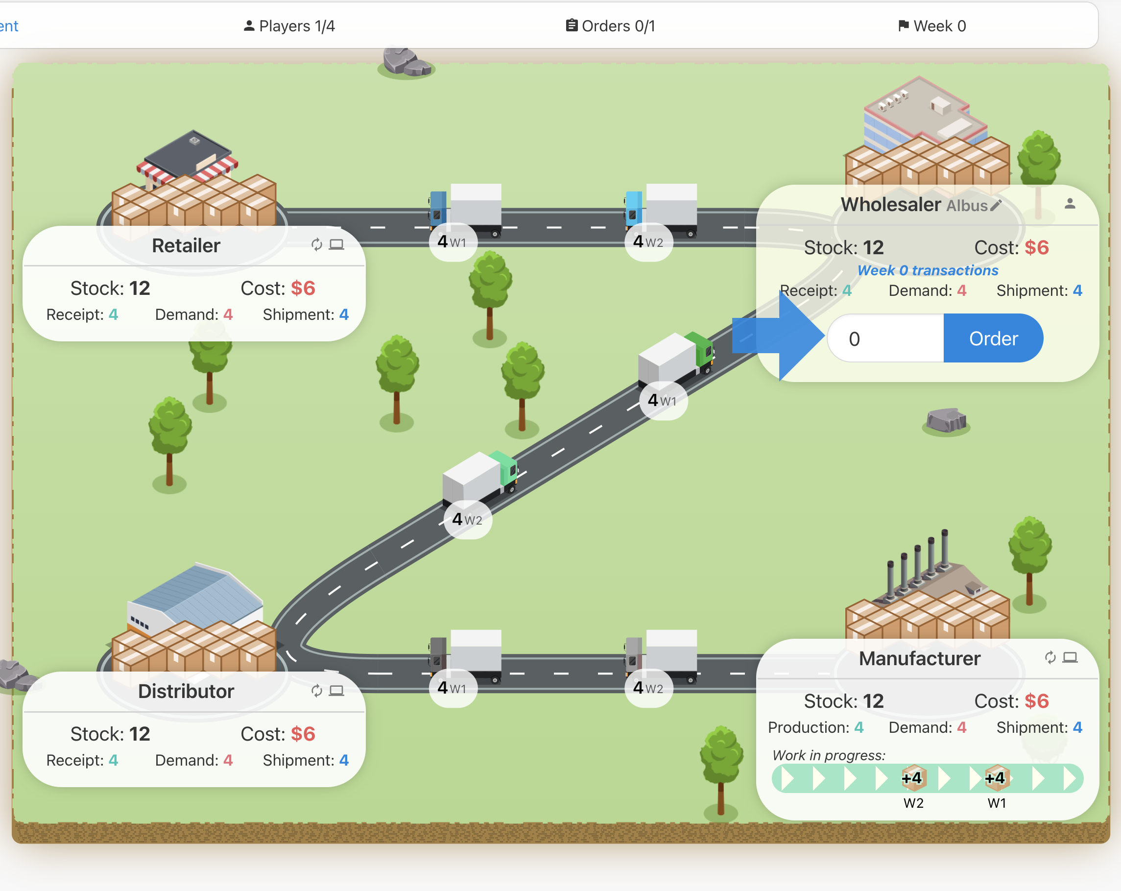 Beer Game Simulation View