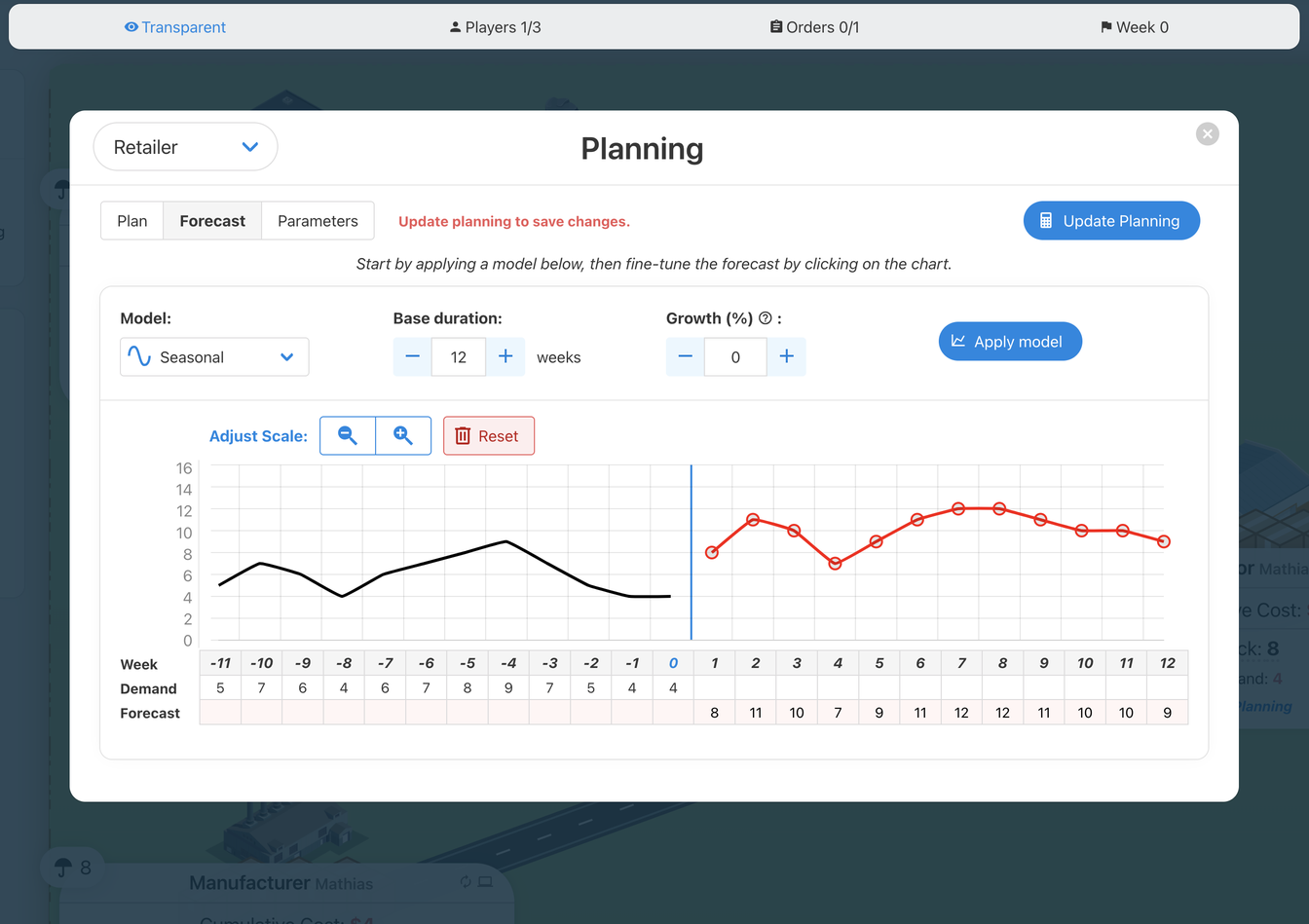 Supply Chain Planning Game View