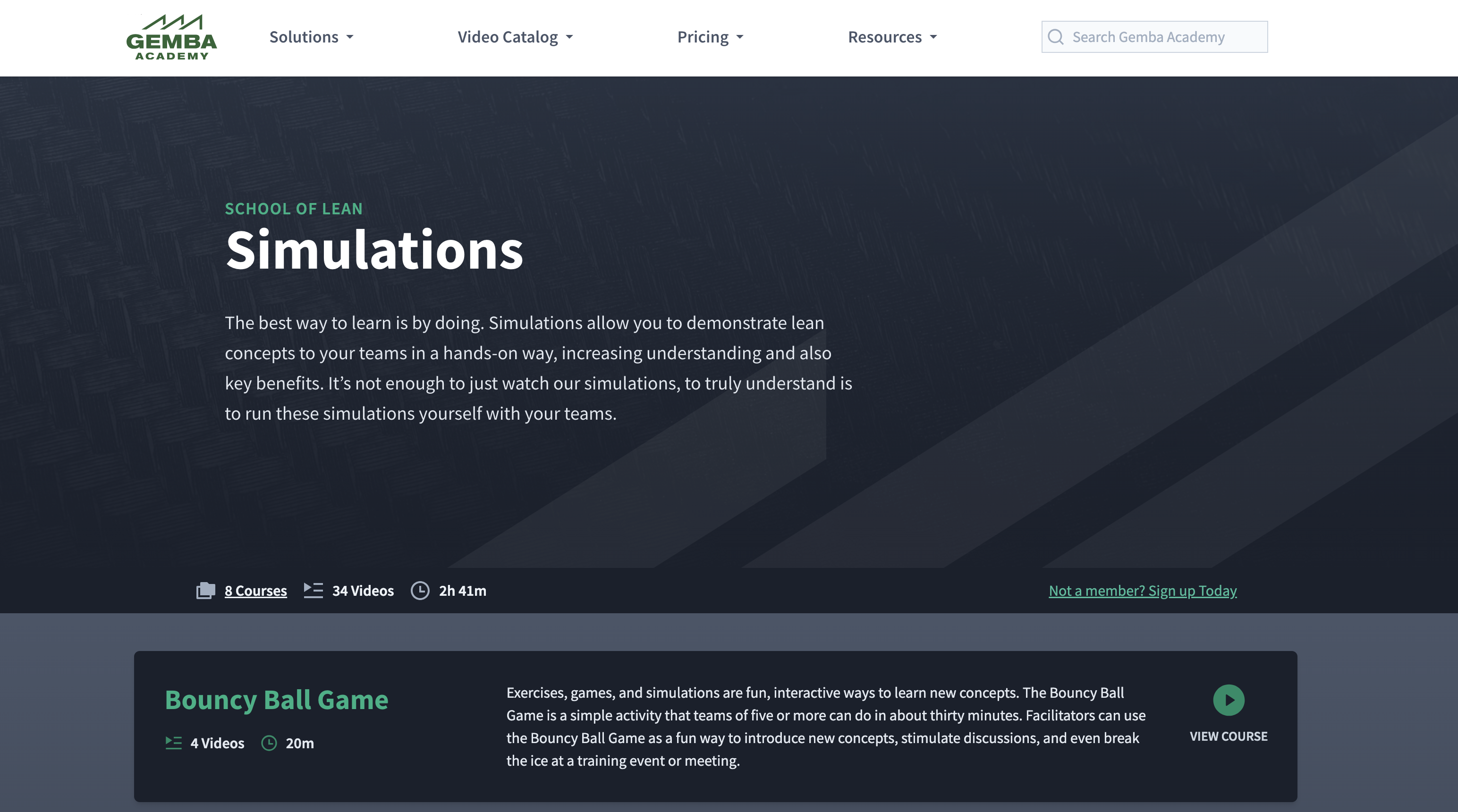 Gemba academy screenshot - Lean games comparison