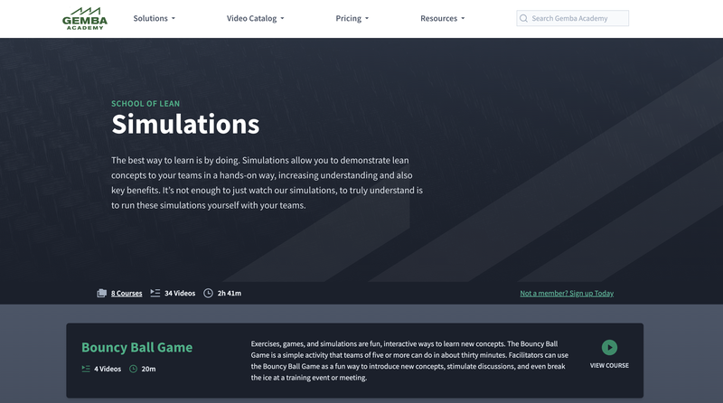 Gemba academy screenshot - Lean games comparison