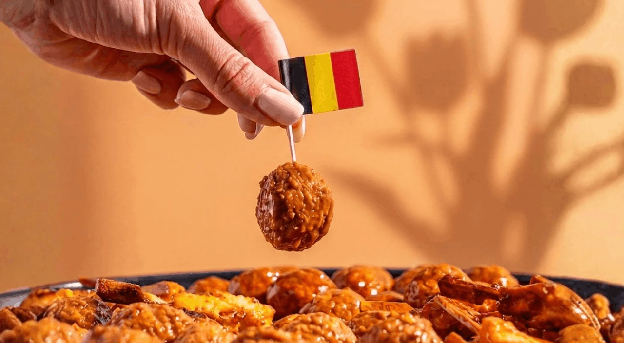 Kippiepan met belgische vlaggetje in een kipballetje 2
