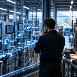 Engineer assessing which industrial processes are suitable for automation and AI.
