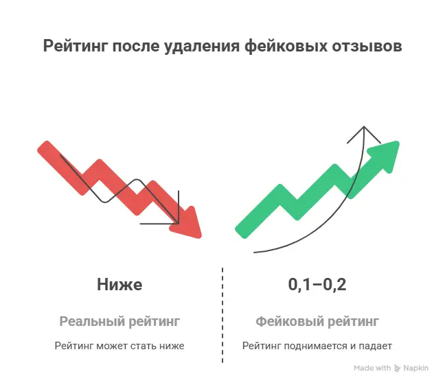 Векторная иллюстрация рейтинга после удаления фейковых отзывов