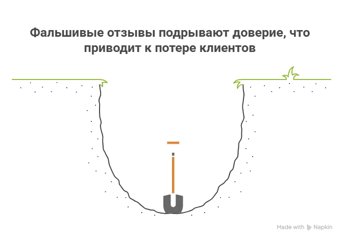 Векторная иллюстрация: как фальшивые отзывы подрывают доверие и приводят к потере клиентов