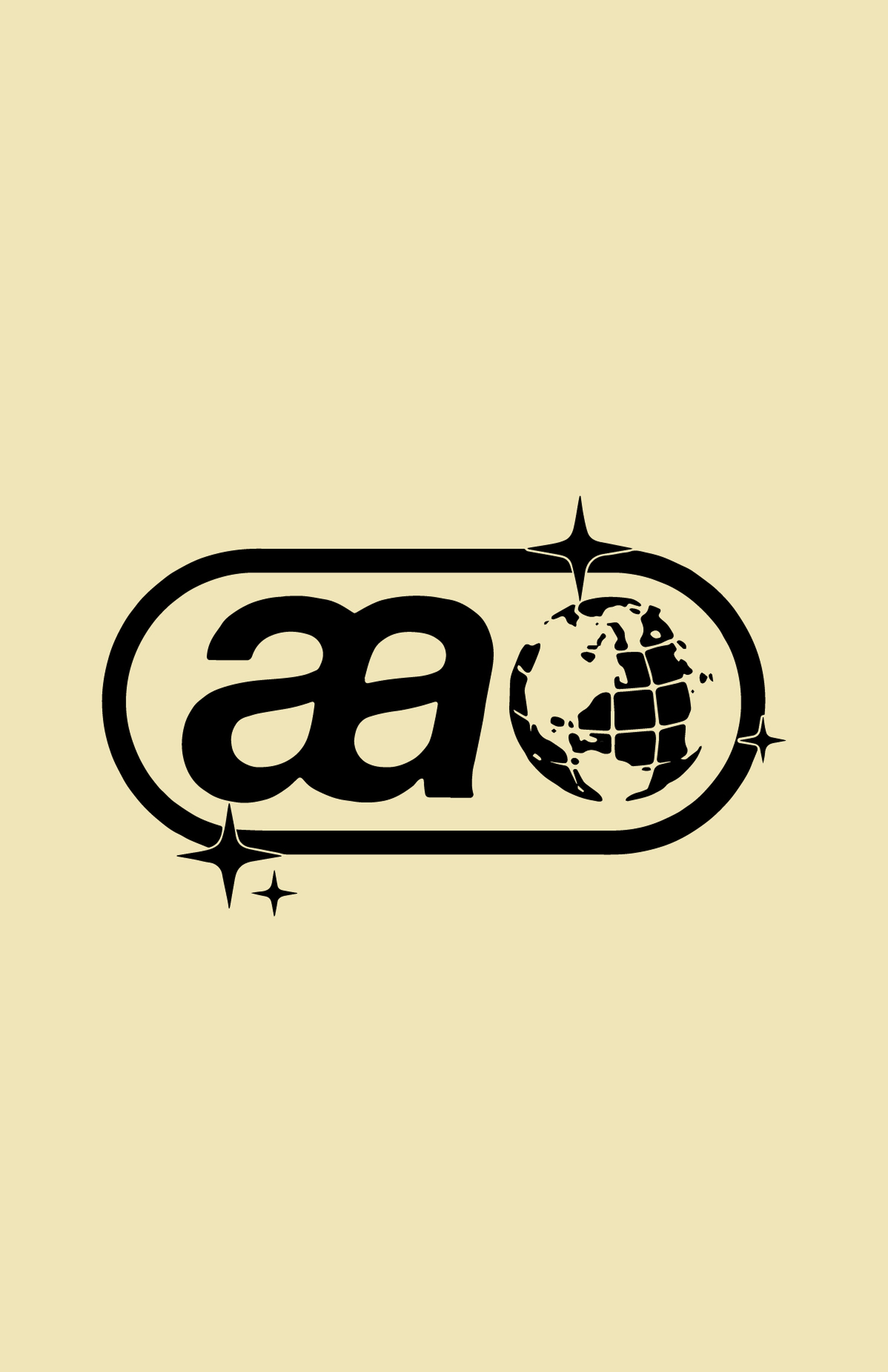 Stylized "aa" logo with a globe and star accents on a beige background.
