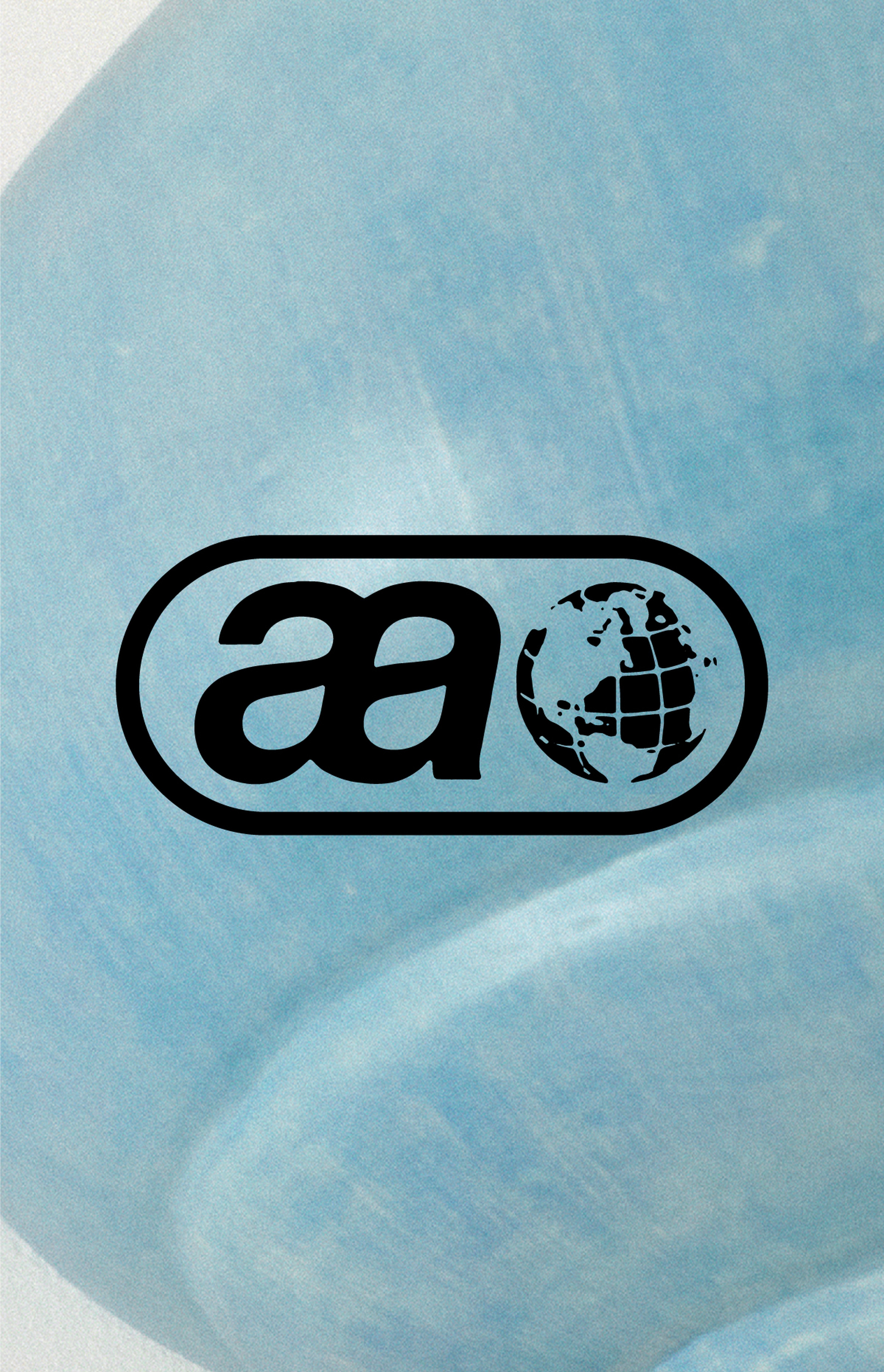 Logo featuring stylized "aa" letters beside a globe icon on a light blue background.