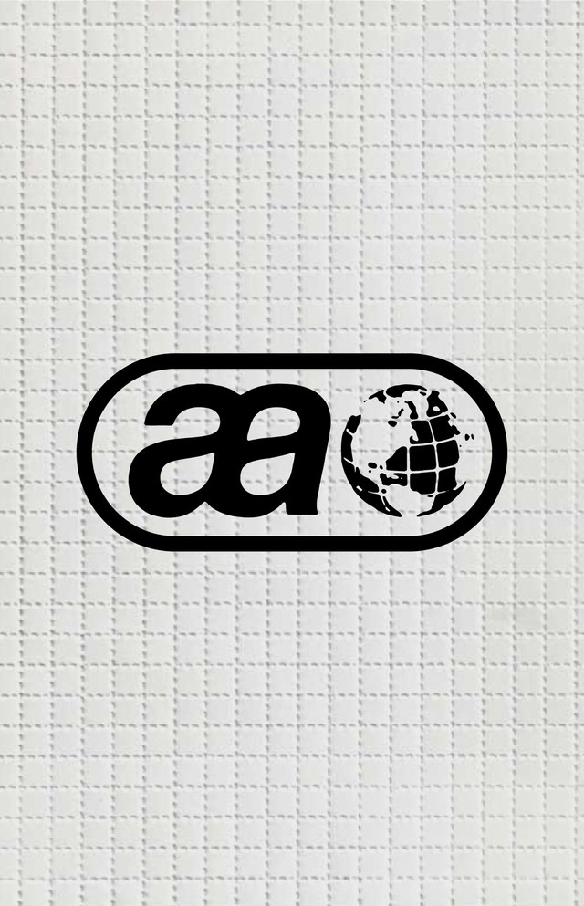Stylized "aa" logo with a globe design on a light grid background.