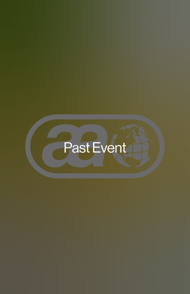 A logo featuring "aa" and a globe with the text "Past Event" on a gradient green background.