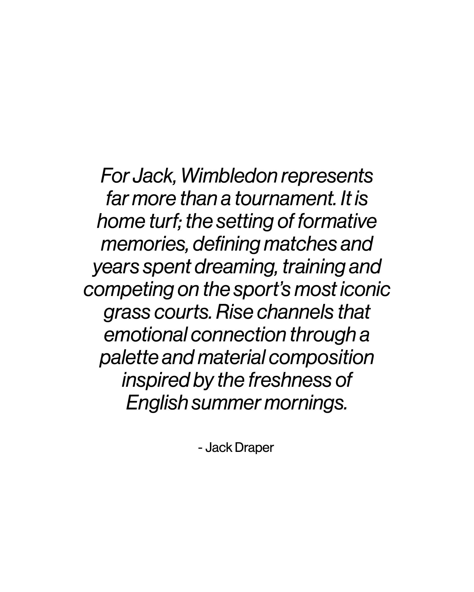Text highlighting Jack Draper's emotional connection to Wimbledon, describing it as home turf and inspired by English summer mornings.