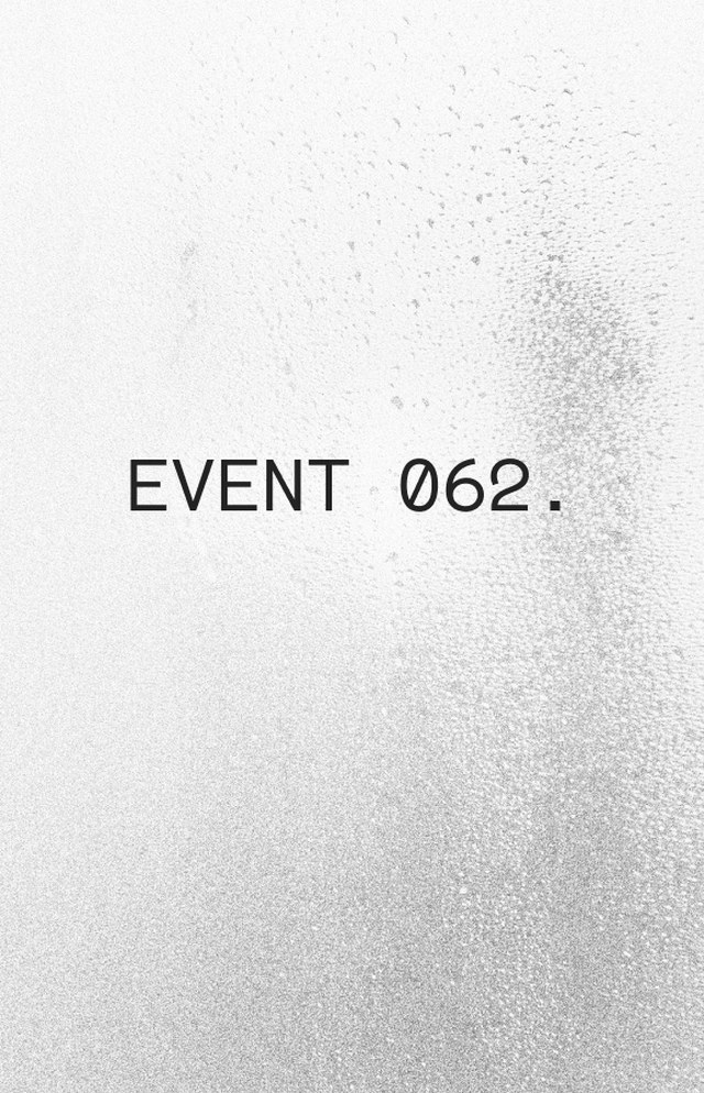 Text "EVENT 062." on a textured gray and white background, resembling a frosted or grainy surface.