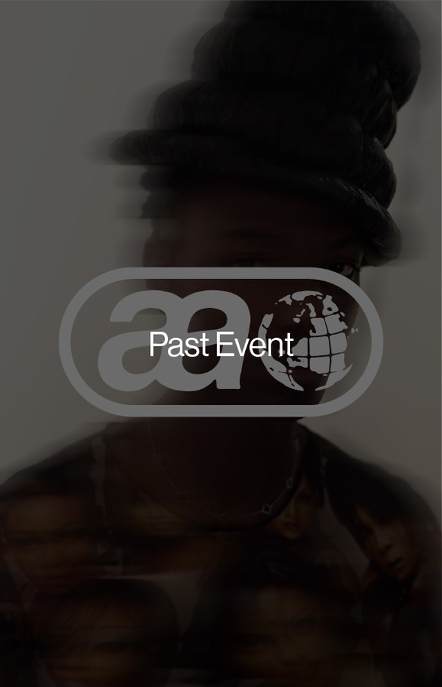 A person with a tall, wrapped hairstyle stands against a blurred background with an "aa globe" logo and "Past Event" text overlay.