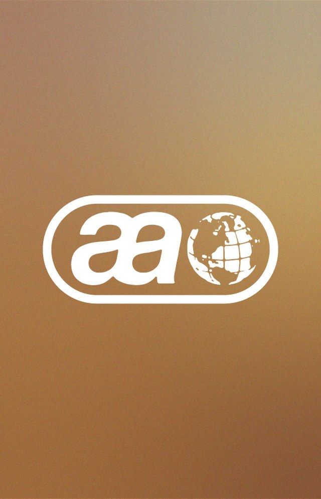 White "aa" logo with a globe design on a gradient brown background.