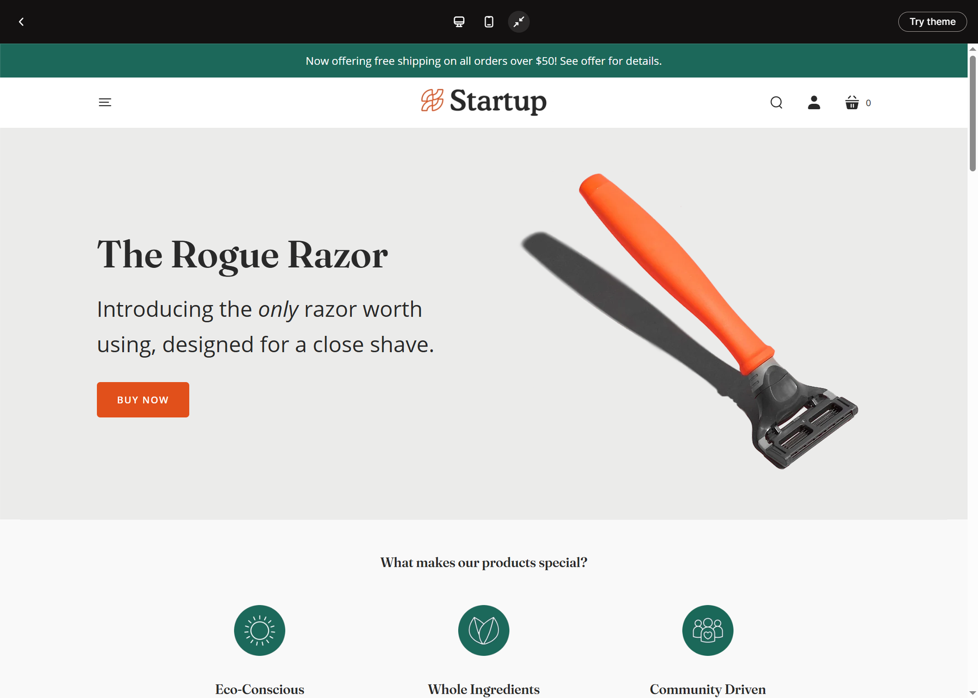 startup shopify theme