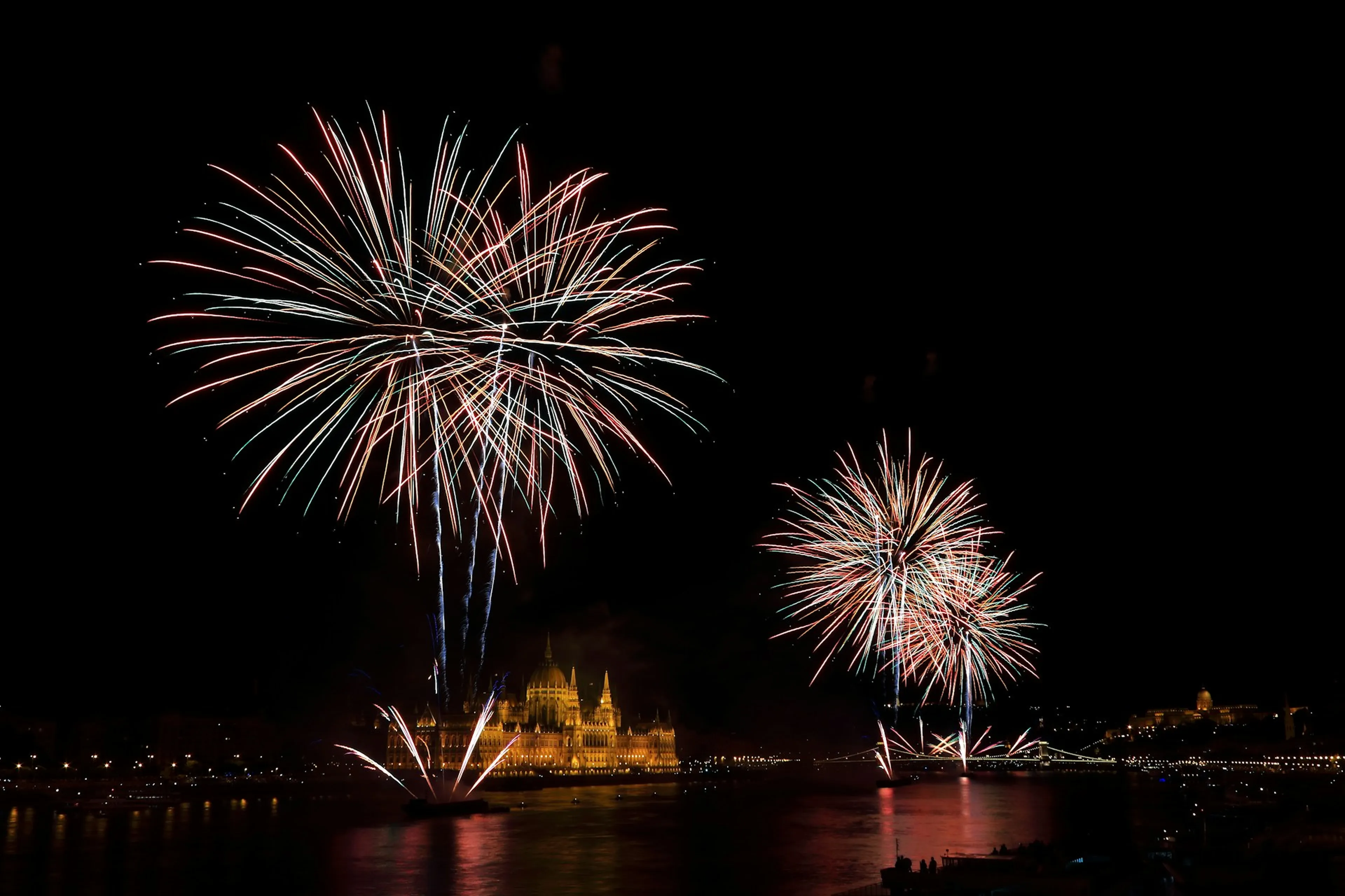 Fireworks over the water
