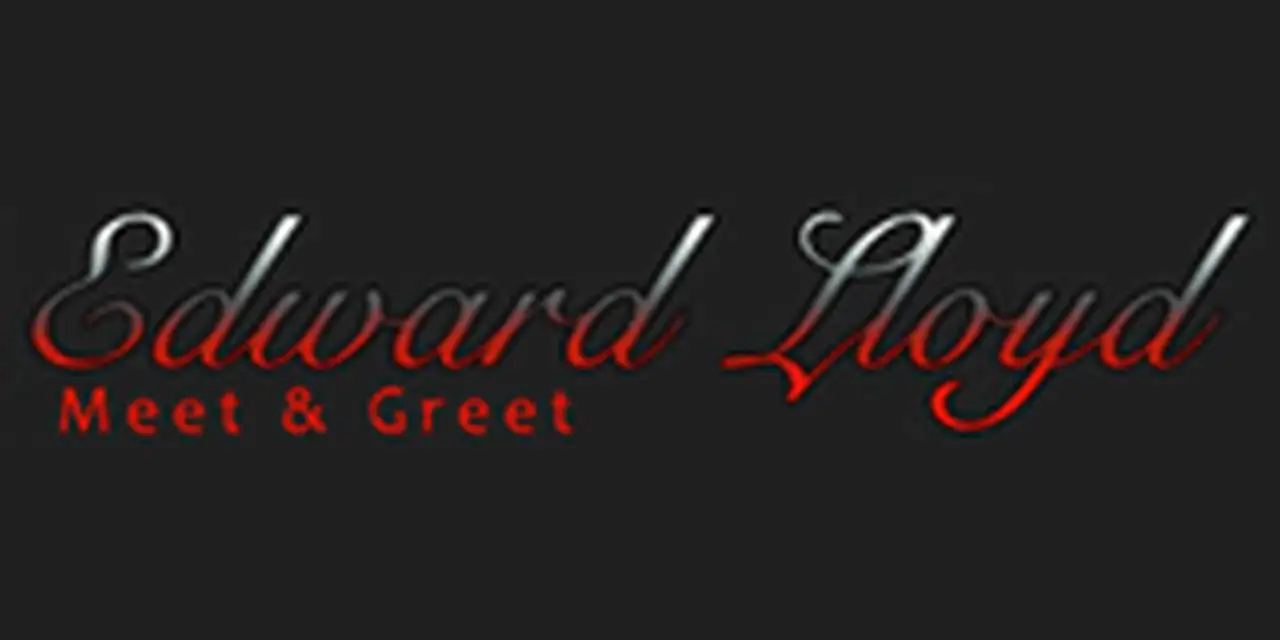 Elegant text logo on a black background reads "Edward Lloyd Meet & Greet" in a blend of silver and red lettering.