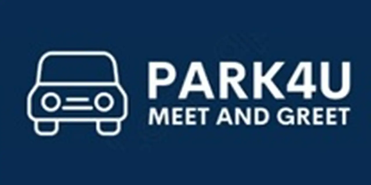 Logo of "Park4U Meet and Greet" featuring a simple car icon on a dark blue background.