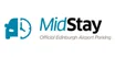 MidStay logo with a car and clock icon, text reads "Official Edinburgh Airport Parking."