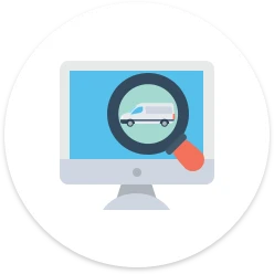 Icon with monitor and search icon