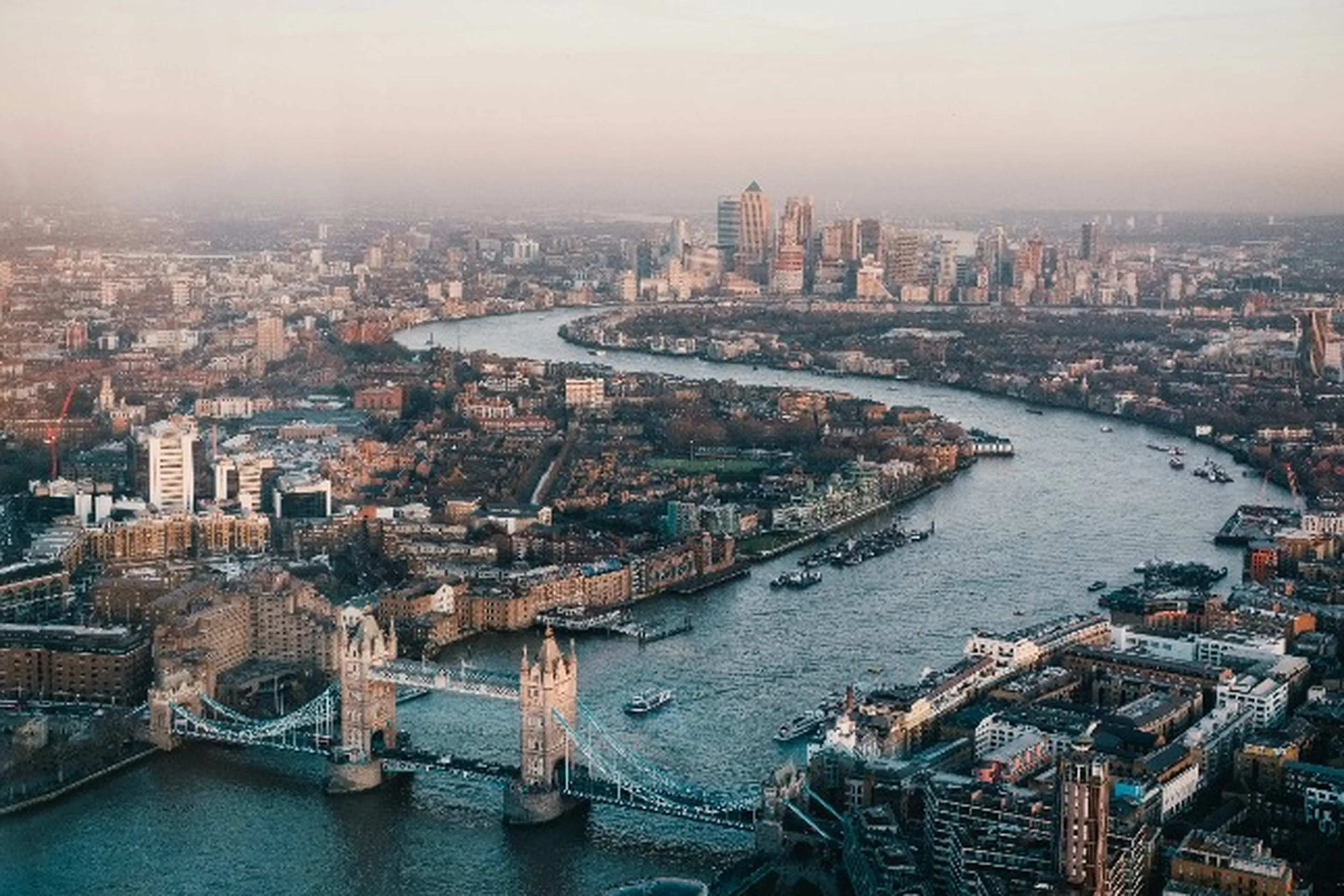 Ariel view of London city centre