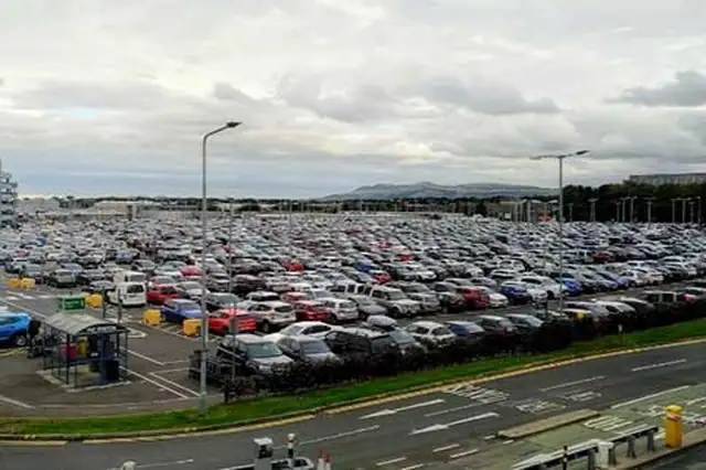 Edinburgh Airport Terminal Surface car park filled with vehicles