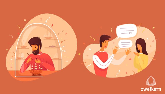 Introvertierte und extrovertierte Personen