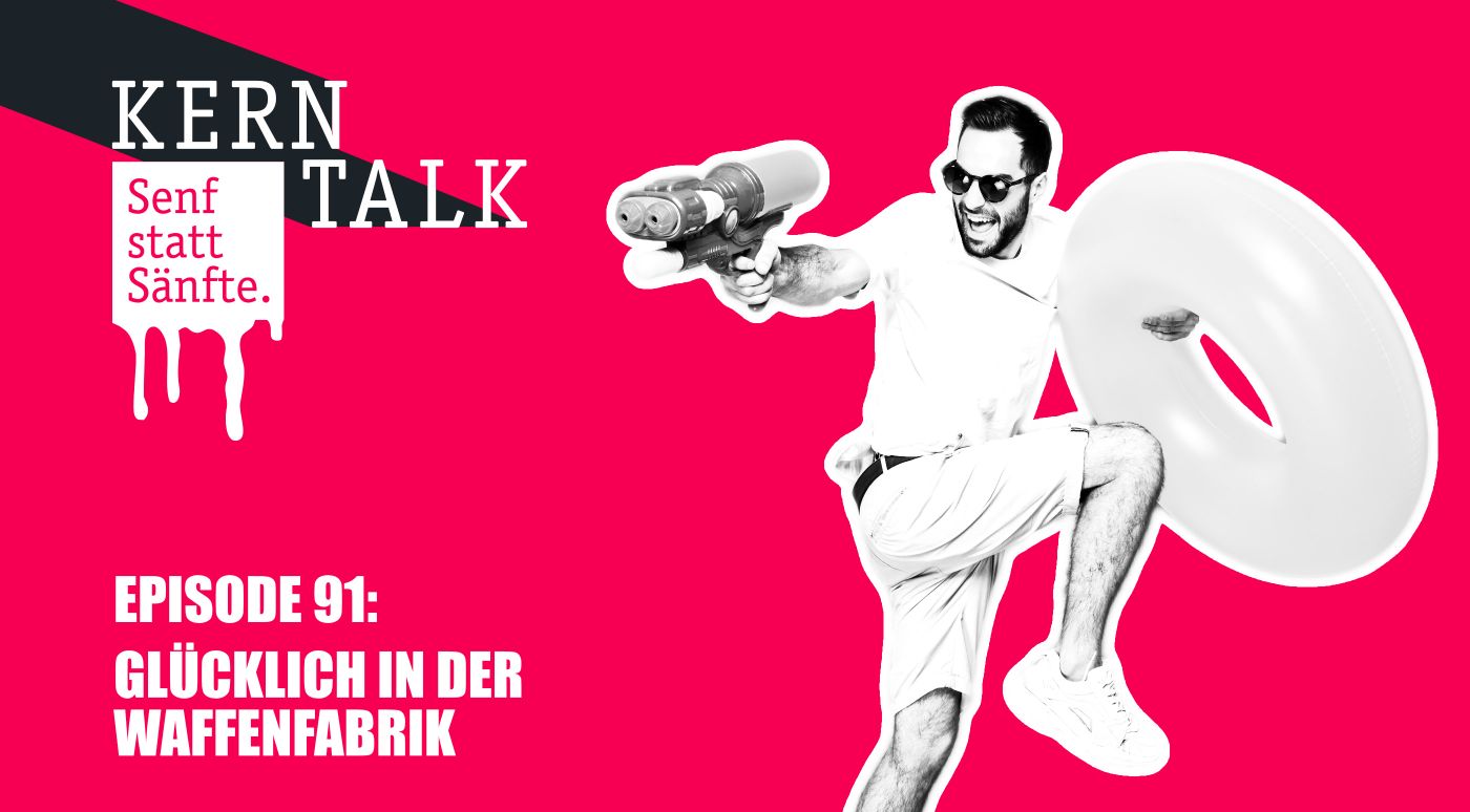 Mann mit Wasserpistole - Senf statt Sänfte