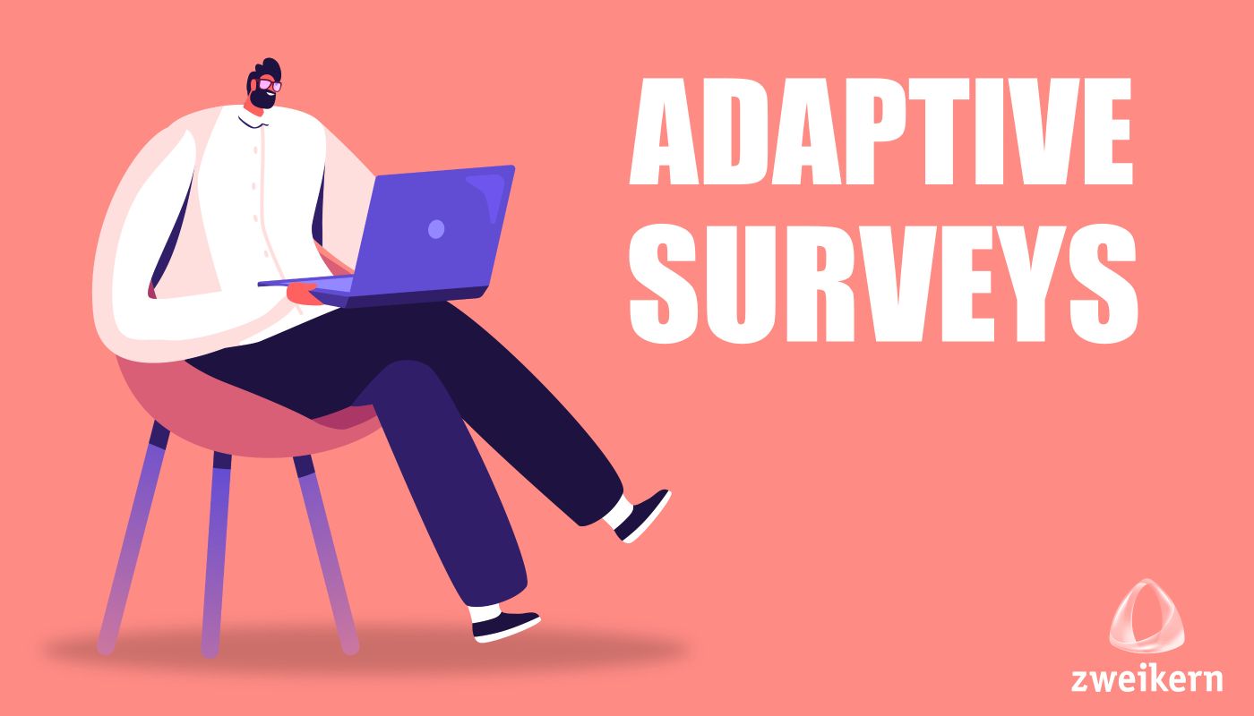 Mann mit Laptop nimmt an einer Befragung teil