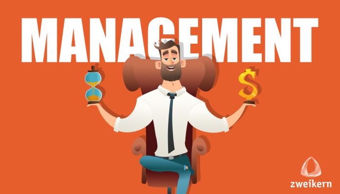 Manager mit Doller und Sanduhr