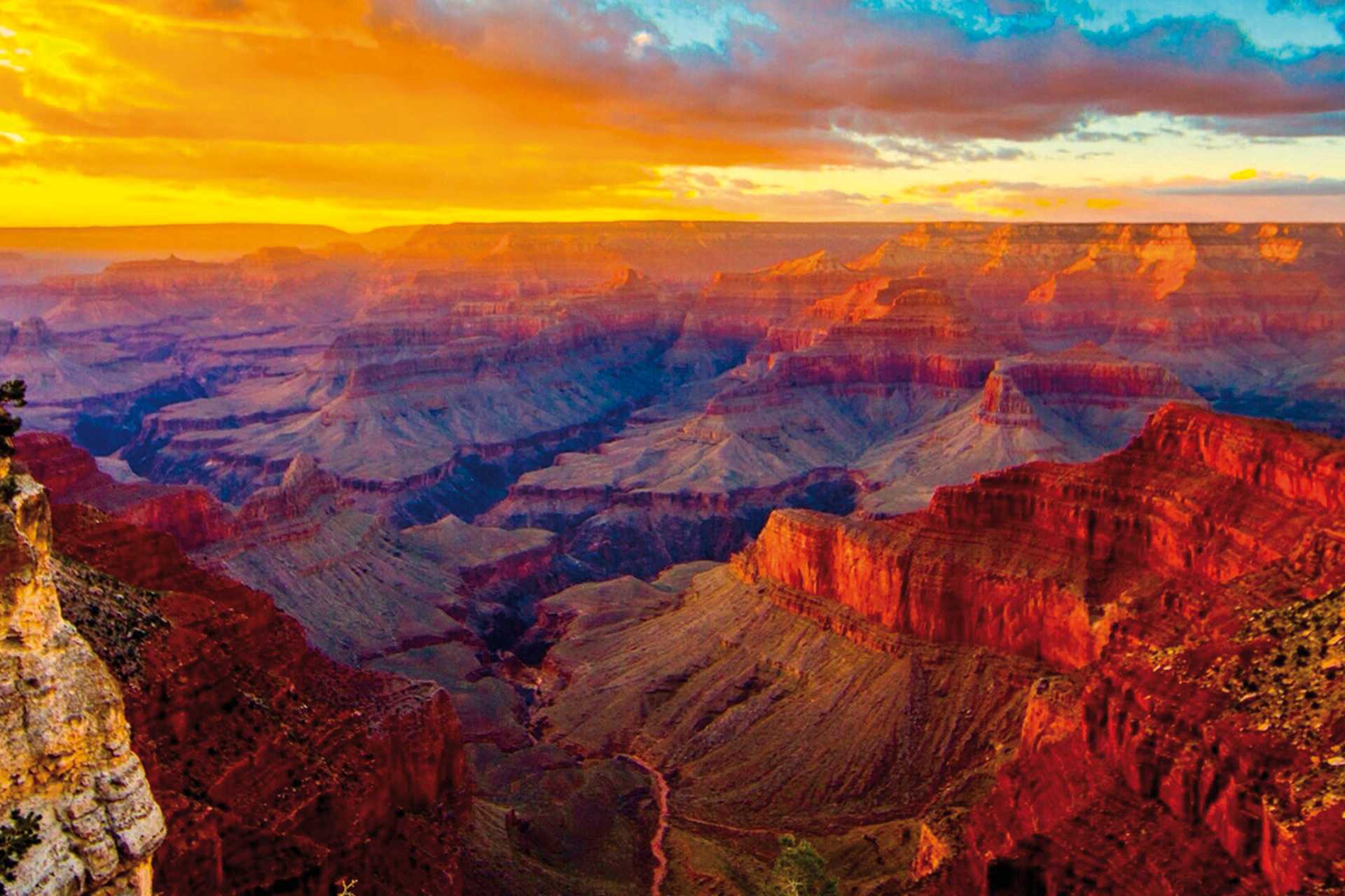 Scenic View Of Grand Canyon National Park Against Sky During Sunset, USA