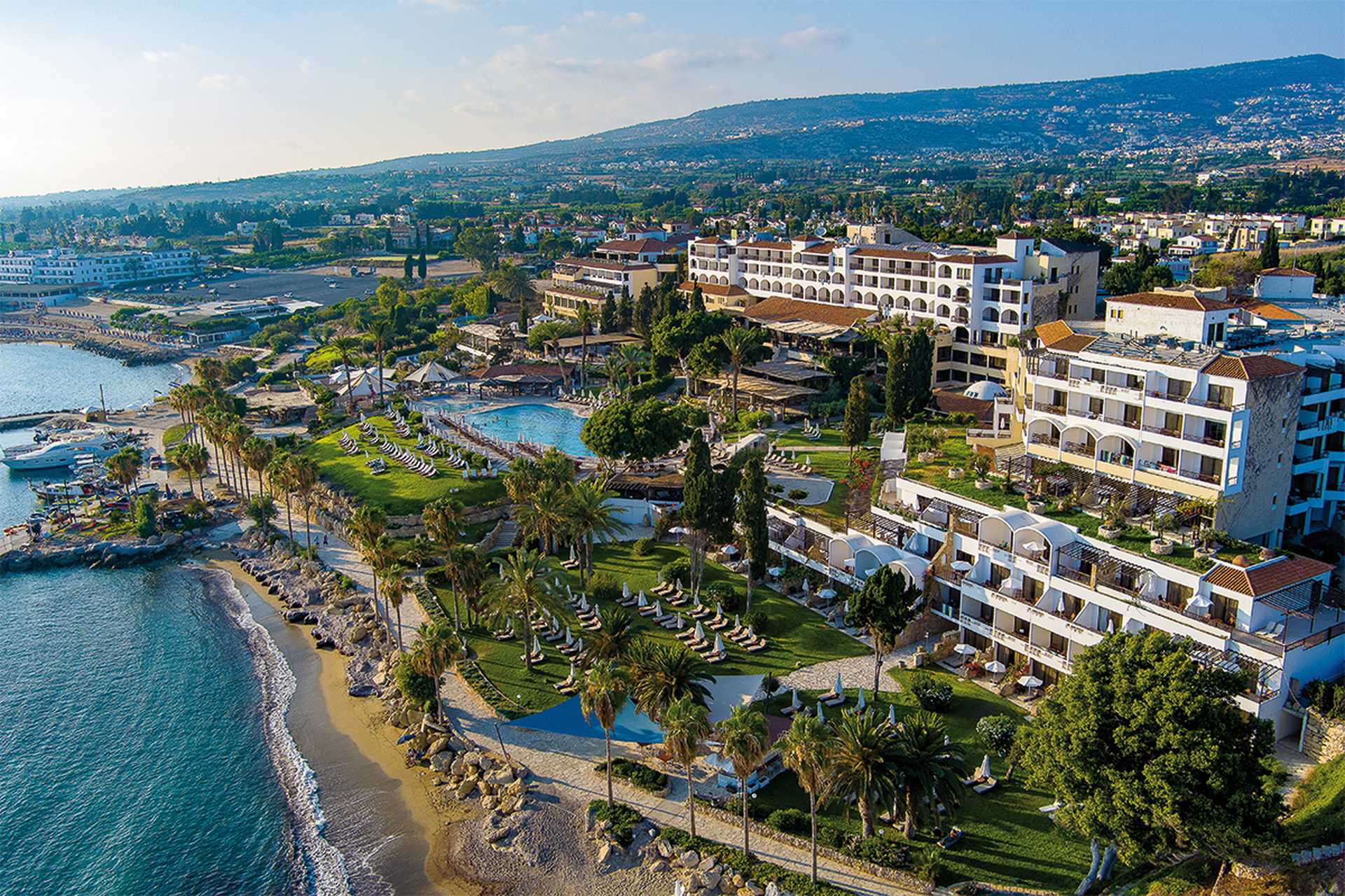 Coral Beach Hotel & Resort aerial view, Paphos, Cyprus 